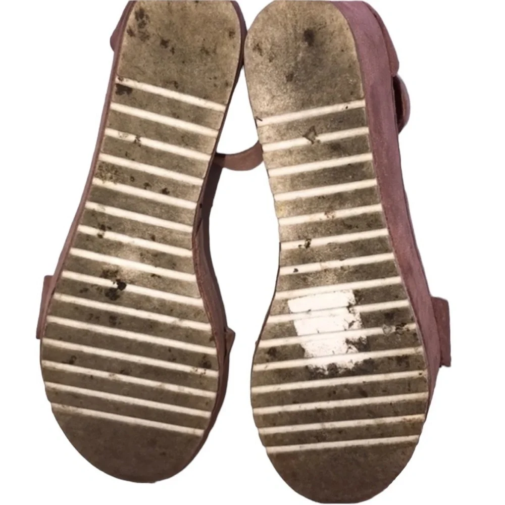 Dark Pink Suede Platform Sandal